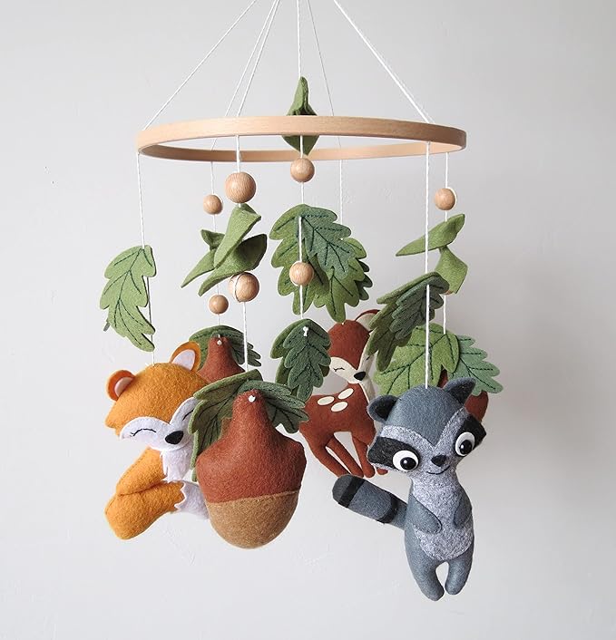 Woodland Crib Mobile Woodland Baby Mobile for Crib Forest Animals Theme Mobile Nursery Decor Baby Crib Mobile for Boys Girls