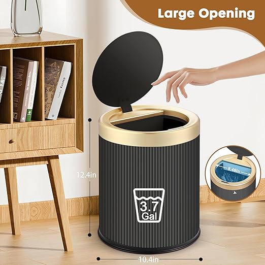 Automatic Bathroom Trash Cans Touchless, 3.7 Gallon Modern Motion Sensor Trash Can with Lid,Diaper Trash Bin,Plastic Smart Garbage Can Suitable for Toilet, Bedroom, Office, Kitchen -Dark Gray