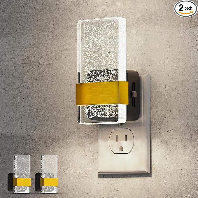 L LOHAS LED Night Light [2Pack], Night Lights Plug Into Wall, Decorative Night Lights with Dusk-to-Dawn Sensor, 0-100LM Dimmable Acrylic Nightlight, 5000K Aesthetic nightlight for Bathroom, Home Decor