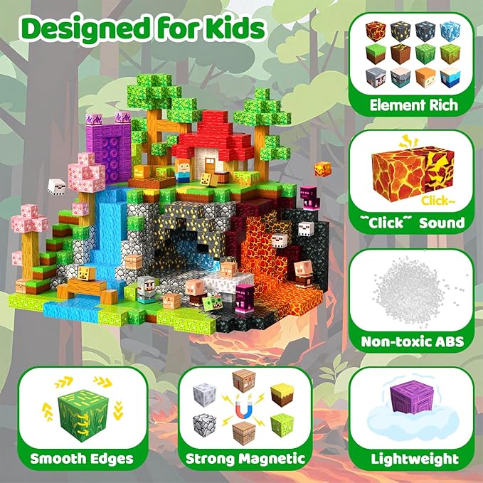 300 PCS Magnetic Blocks - Magnetic Building Blocks, Stacking Magnetic Blocks for Kids, Sensory Toy for STEM Montessori for Kids 3+ Boys and Girls Christmas Birthday Gifts