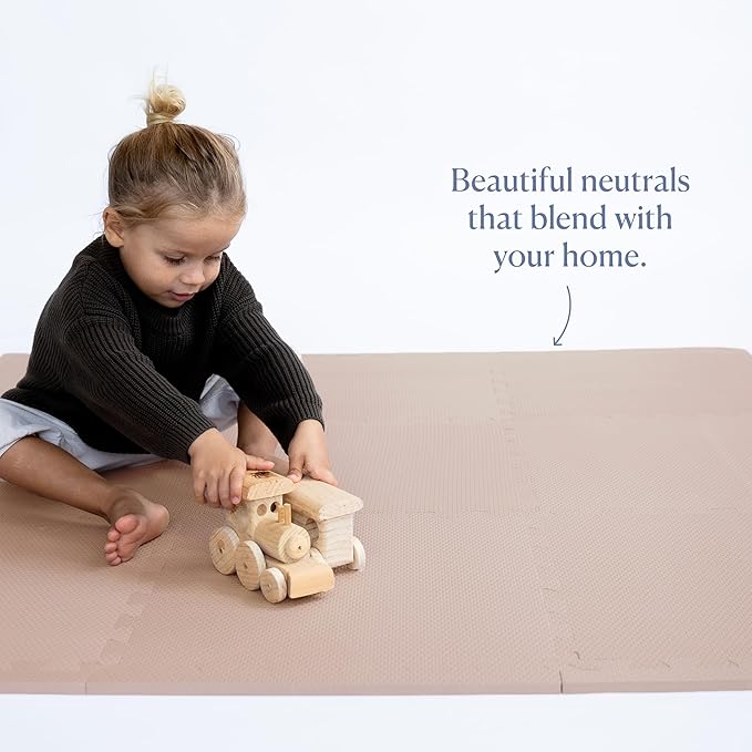 Toddlekind Solid Color Foam Play Mat 4x4 Baby Playmat. Stylish, Non-Toxic, Odorless, Plain Design Puzzle Play Mat 0m+ (Rose/Blush/Nude)