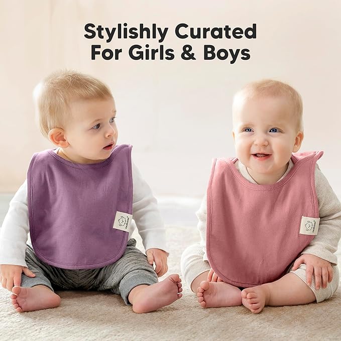 8-Pack Baby Bibs for Boys, Girls - Pullover Bibs for Drooling Teething Baby Girl & Boy Toddler, Newborn, Soft & Absorbent, Cute Colors, Large Torso Coverage Keep Infant Clean & Dry (Sweet Charm)