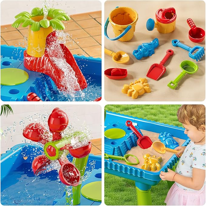 Kids Sand and Water Table Toys for Toddlers 3-8 Years Old, Sensory Play Table for Kids Age 3-5, Summer Outdoor Beach Toy for Boys and Girls 3-7, Birthday Gifts