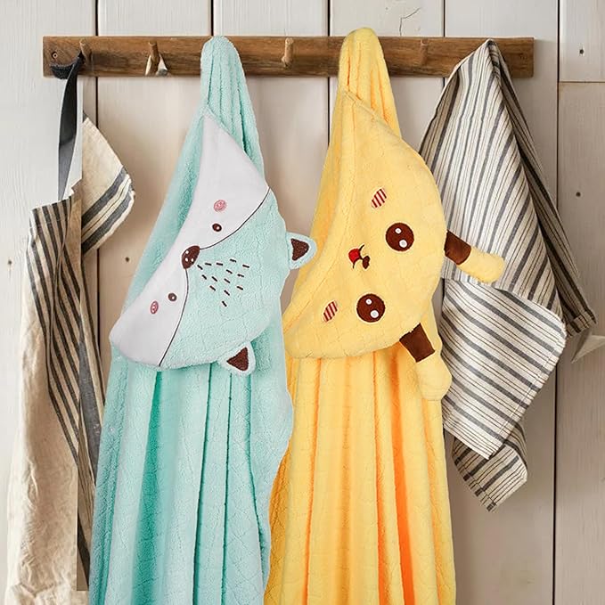 Toddler Bath Towel Hooded Kids Towel Bath Baby Towels with Hood for Boy Girl 0-5 Years, 2-Pack Soft Absorbent Baby Bath Towel Toddler Towels with Hood, Thick 50''x32'' Kids Hooded Towel for Toddlers