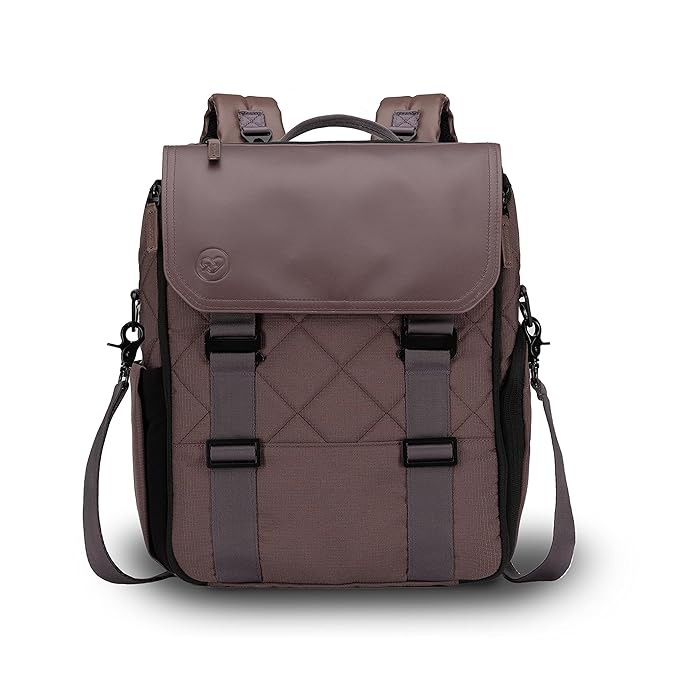 PAPERCLIP Diaper Bag Backpack with Patented Changing Station - Unisex Baby Bag for Travel - Large Eco-Friendly Diaper Bags for Mom and Dad (Baked Oak)