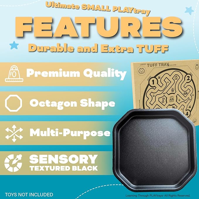 Tuff Tray (Small Black), Sensory Tray with Textured Surface, Sand and Water Table, Sensory Bin – Sensory Play for Toddlers and Kids
