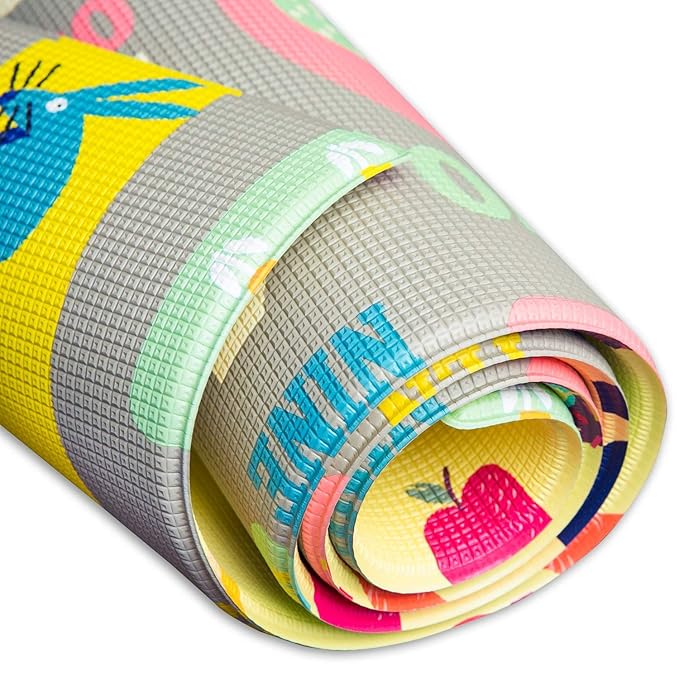 Baby Care Play Mat (Large, Playful - Letters and Numbers) 82'' x 55'' Original One-Piece Reversible Rollable Waterproof Play Mat for Infants, Babies, Toddler, and Kids