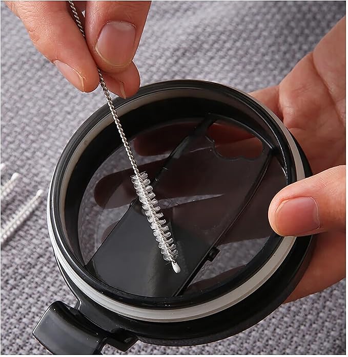 10Pack Straw Cleaner Brush- Long Stainless Steel Straw Brush for Cleaning Reusable Drinking Straws, Water Bottles and Pipes(9 * 0.4-inch)