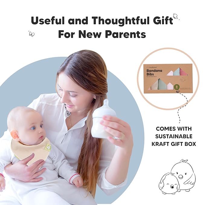 8-Pack Organic Baby Bandana Bibs for Girls - Super Absorbent Triangle Baby Bibs for Drooling and Teething Infant, 100% Cotton Extra Soft for Newborn, Infant 0-36 Months (Muted Pastel)