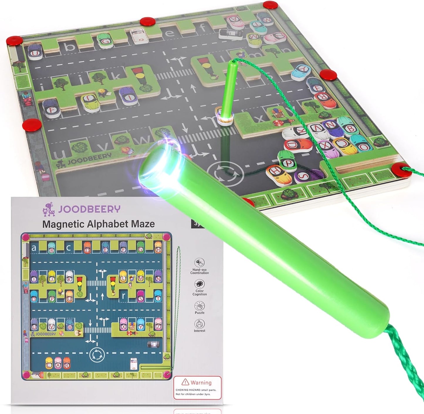 Magnetic Alphabet Maze - Wooden Magnetic Puzzle Learning Board with Pen - ABC Toys for Kids Ages 3-5 Years Old & Up, Preschool Children - Helps Develop Fine Motor Skills, Letter Recognition