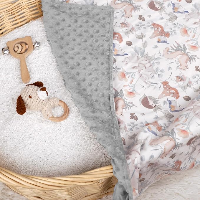 Baby Blankets for Girls Super Soft Minky Toddler Blanket 30x40 Inches, Double Layer, Dotted Backing, Floral Baby Crib Blanket for Nursery, Baby Car Seat, Pet, Mushroom