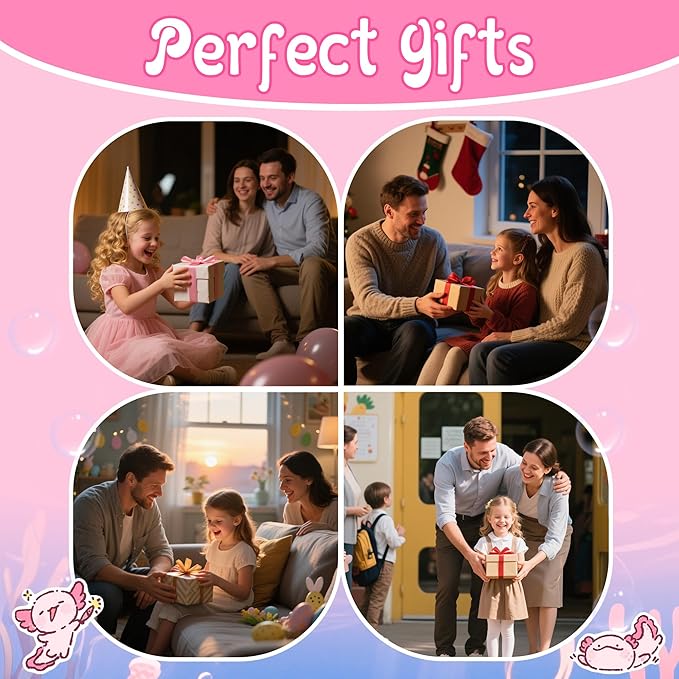 Axolotl Night Light for Kids, Cute Axolotl Silicone Lamp Rechargeable, Squishy Animal Light with Timer Dimmable, Nursery Decor Birthday Holiday Gifts for Girl Boy