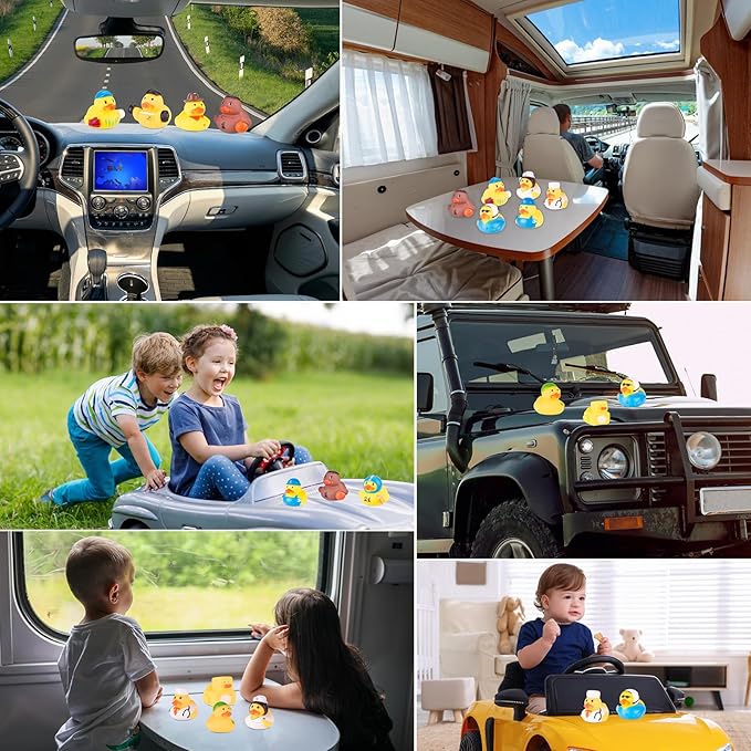 55 Packs Rubber Ducks in Bulk Assortment Jeep Ducks for Ducking, Small Rubber Duckies for Toddler Baby Bath Toys Floater Duck Bath Pool Toys Kids Party Favors with Mesh Carry Bag