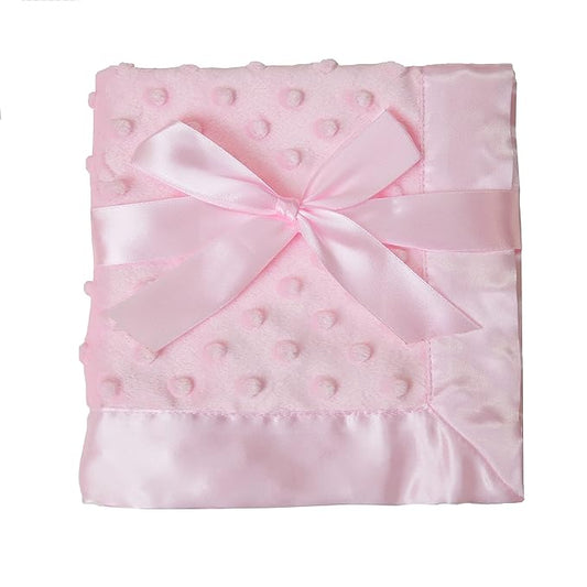 American Baby Company Heavenly Soft Chenille Security Blanket, 2-Layer Design with Minky Dot & Silky Satin, Pink, 14" x 14" for Boys and Girls