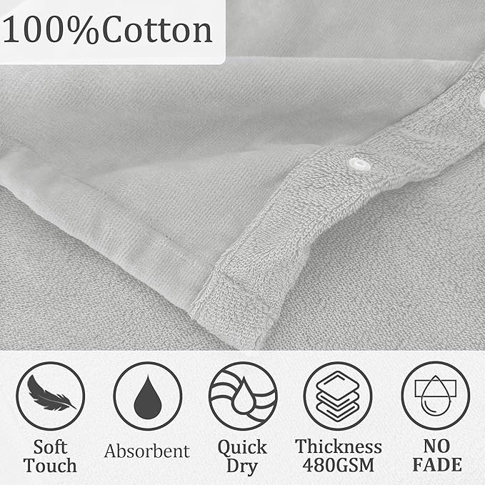 VOOVA & MOVAS Baby Hooded Bath Towel with Bear Ear (0-3Years) 100% Cotton Soft Absorbent Skin-Friendly Bath Pool Beach Towel Robe for Newborns & Infants - Perfect Set,Gray