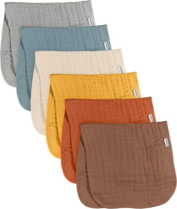 Gerber Baby Unisex Muslin Burp Cloths 6-Pack, Multi Browns, Large Size 20" x 10"