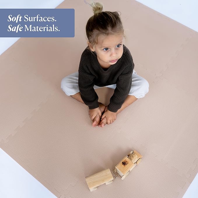Toddlekind Solid Color Foam Play Mat 4x4 Baby Playmat. Stylish, Non-Toxic, Odorless, Plain Design Puzzle Play Mat 0m+ (Rose/Blush/Nude)