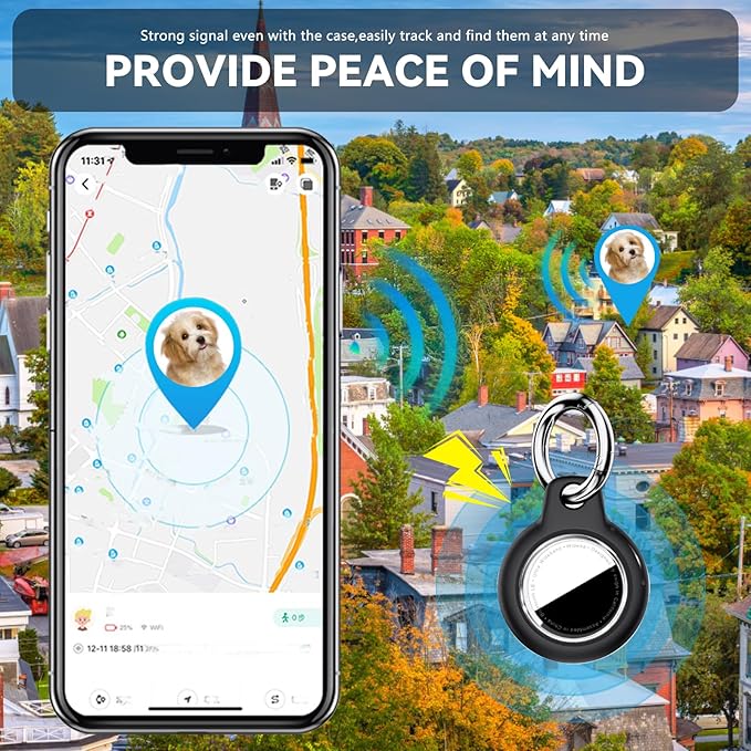 Upgrade Waterproof 2 Pack Airtags Holder with Apple Airtags Keychain, Hard PC Air Tag Case, Anti-Scratch & Shock Air tag Holder, Men's Women's Keyrings & Keychains -Black+Red