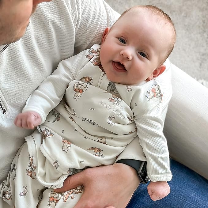 HALO Disney Baby 100% Cotton Sleepsack Swaddle, 3-Way Adjustable Wearable Blanket, TOG 1.5, Winnie Frolic, Small, 3-6 Months