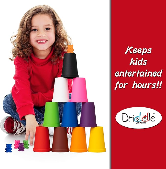 Colorful Counting Bears with Matching Cups - 100 Bears - Sort, Count & Color Recognition Learning Toy for Toddler & Kids - Montessori Education - Preschool Game