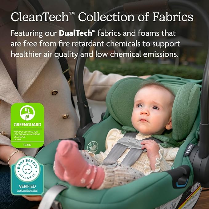 UPPAbaby Aria Lightweight Infant Car Seat/Just Under 6 lbs for Easy Portability/Base with Load Leg + Infant Insert Included/Direct Stroller Attachment/Anthony (Grey/Chestnut Leather)