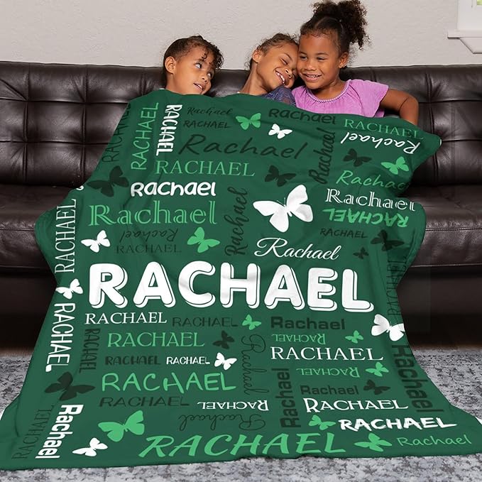 Personalized Throw Blanket with Name Custom Blankets Customized Baby Blanket for Girls Kids Adult Birthday Gift
