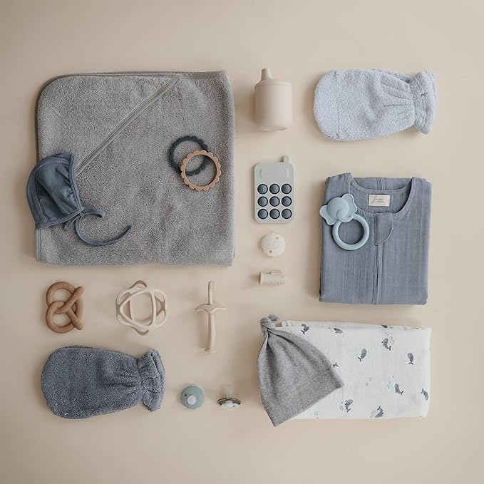 mushie Baby Hooded Towel | Organic Cotton (Gray)