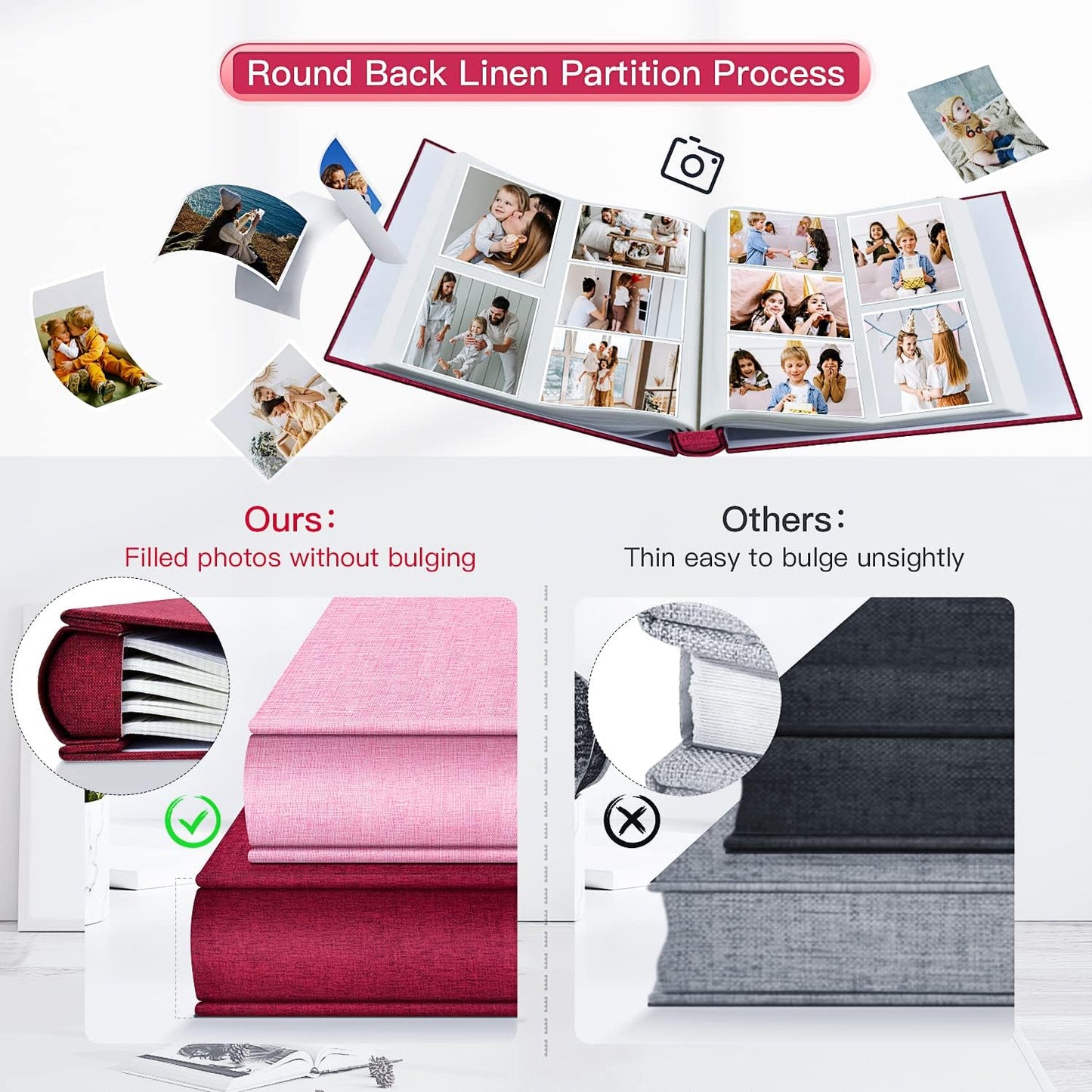 popotop Photo Album 4x6-600 Photos Photo Books with 600 Horizontal and Vertical Pockets,Linen Cover Albums for Family Wedding Anniversary Baby Vacation Pictures