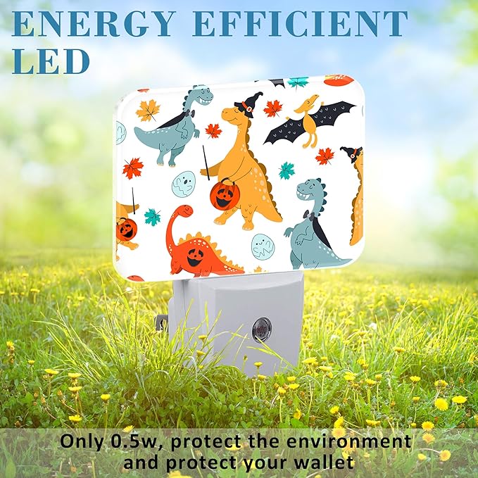 Halloween Cute Funny Dinosaur Night Light for Kids, Halloween LED Night Light Plug into Wall with Dusk to Dawn Sensor for Girls Boys Women Men Bedroom,Hallway,Kitchen,Bathroom,Stairs Decor