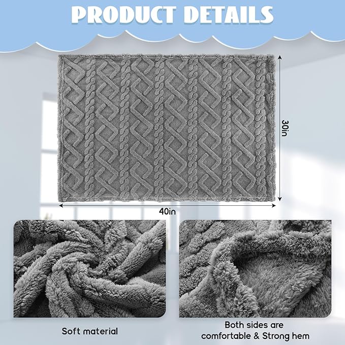 VitalCozy 4 Pcs Fluffy Baby Blanket Fleece 30" x 40" 3D for Boys Nursery Little Girl Infant or Newborn Receiving Swaddling Blankets(Blue Set)