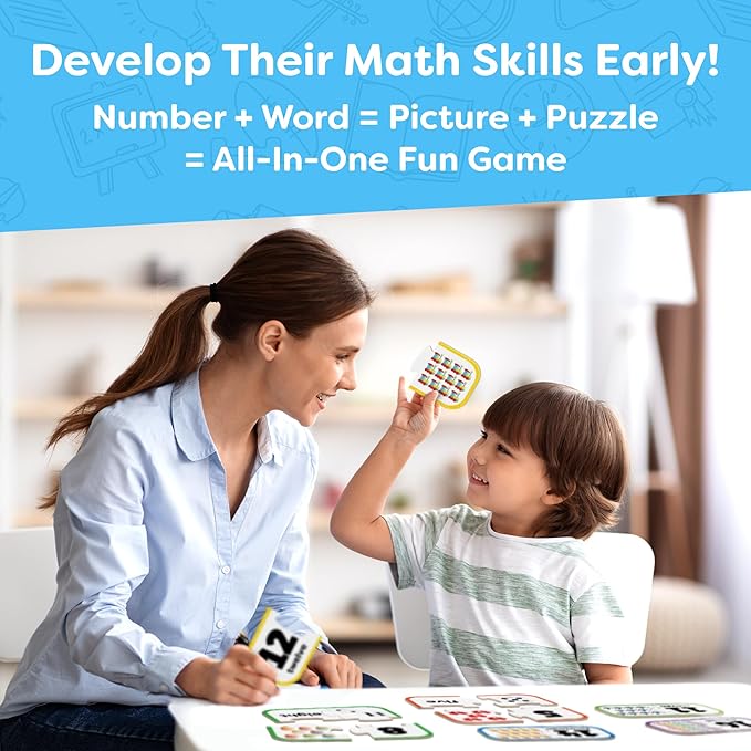 Number Puzzle Kindergarten Math Games - Number Matching Puzzle - 20 Sets Learning Numbers Puzzles - Counting Toys for Toddlers Kids Ages 3-5 - Preschool Learning Activities - Puzzles for Toddlers 2-4