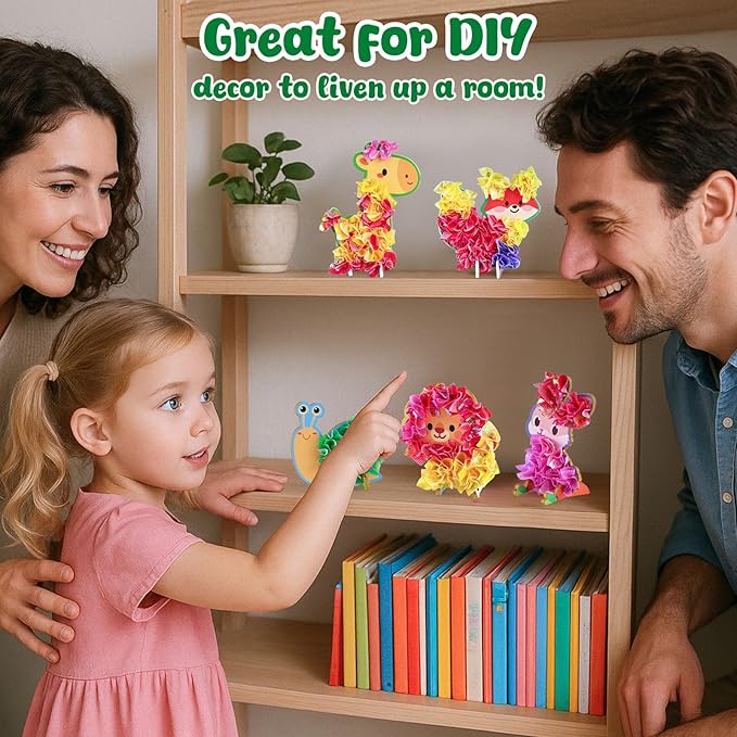 3 otters Poke in Art Kits, Kids Art Set Animal DIY Crafts Toys for Girl Birthday Gifts Party Favors Goodie Bag Stuffers Classroom Prizes