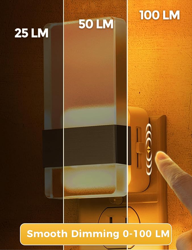 L LOHAS LED Night Light, Amber Night Lights Plug Into Wall, Dusk-to-Dawn Sensor Decorative Night Light, 0-100LM Dimmable Nightlights, Wall Sconce-Style Acrylic Nitelight for Bathroom, Hallway,Gift