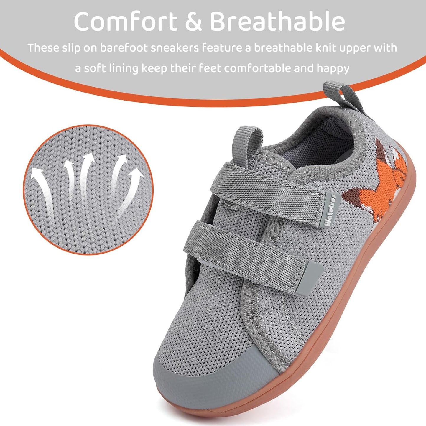 WateLves Toddler Little Kids Wide Barefoot Shoes The First Walking Shoes Girls Boys Breathable Zero Drop Minimalist Sneakers with Wide Toe Box Natural to Grow