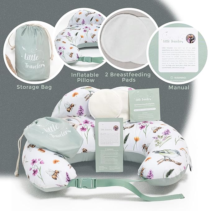 New Inflatable Breastfeeding Pillow & Travel Nursing Pillow for Baby Girl and Boy - Portable Travel Nursing Pillows for Breastfeeding