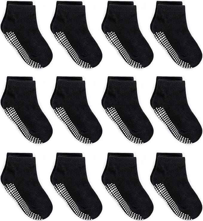 ZAPLES Baby Non Slip Grip Ankle Socks with Anti Skid Grippers Boys Girls Low Cut for Infants Toddlers Kids