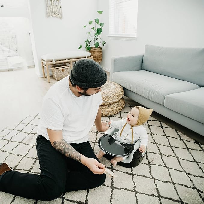 Bumbo 2 Pack 3-in-1 Multi-Seat for 6 to 36 Months, Travel Baby Feeding and Play Floor Seat, All-in-One Portable Booster with Tray & Toddler High Chair, Black/Cool Grey