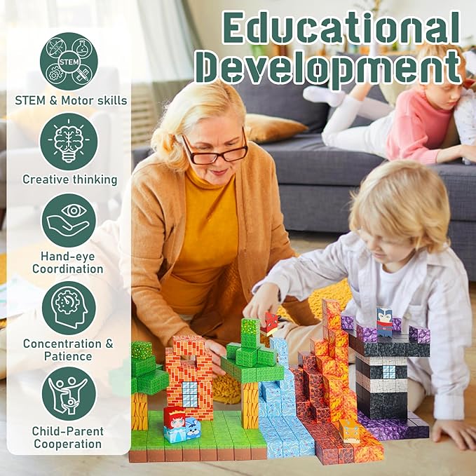 Magnetic Blocks, 1-inch Size Building Toys,Magnetic Cubes Building Blocks Toys for Halloween Christmas Birthday Gift - STEM Sensory Toys for 3+ Years Old Girl Boys