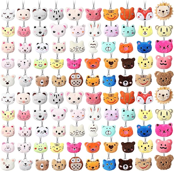 Libima 150 Pcs Mini Stuffed Animals Sea Animal Fruit Plush Keychain Set for Carnival Birthday Classroom Prizes Decoration for Clothes (Lovely)