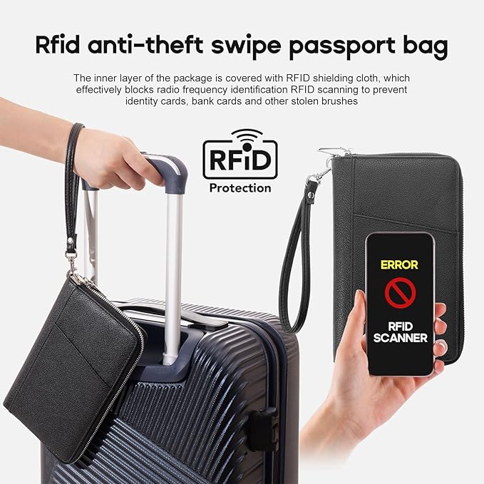 RFID Blocking Family Passport Holder Wallet 6,Premium Leather Travel Document Organizer for Women and Men,Travel Wallet for Credit Card