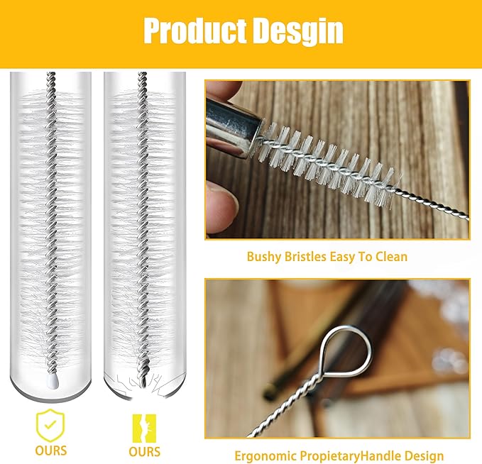 Straw Cleaner Brush for Stanley Cup, Straw Cleaning Brush and Nylon Bristles, Straw Brush for Baby Bottles, Glass/Silicone Straws or Hummingbird Feeders，Straw Cleaner Set 3 Pack.