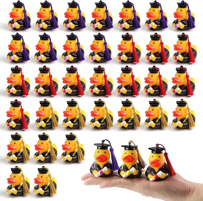 Graduation Ducks Class of 2025 - 36Pc Rubber Ducks with Grad Cap Diploma,College Student Son Daughter School Graduation Gifts Party Favor,Funny Cute Bulk Toys for Her&Him