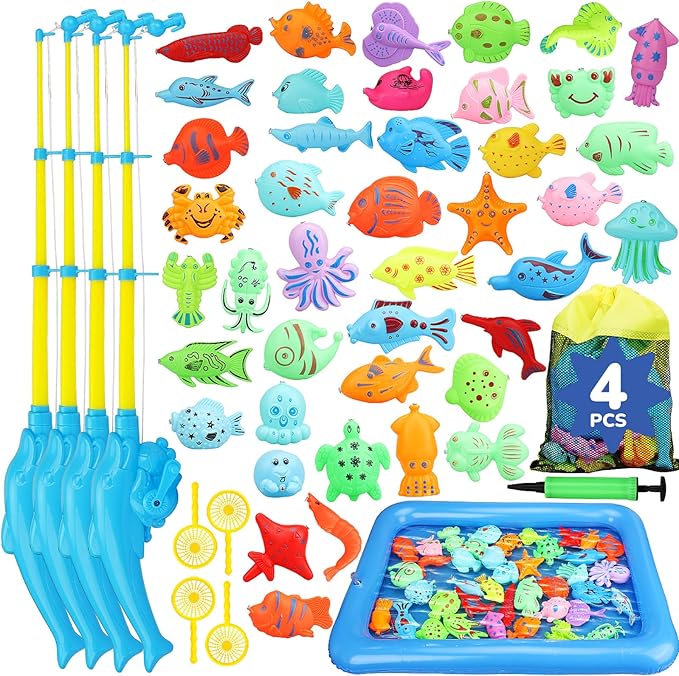 TOY Life Magnetic Fishing Game for Kids 3-5 with Toddler Fishing Poles, Magnetic Poles Game are Designed for Little Hands, Bath Toys for Kids Ages 4-8