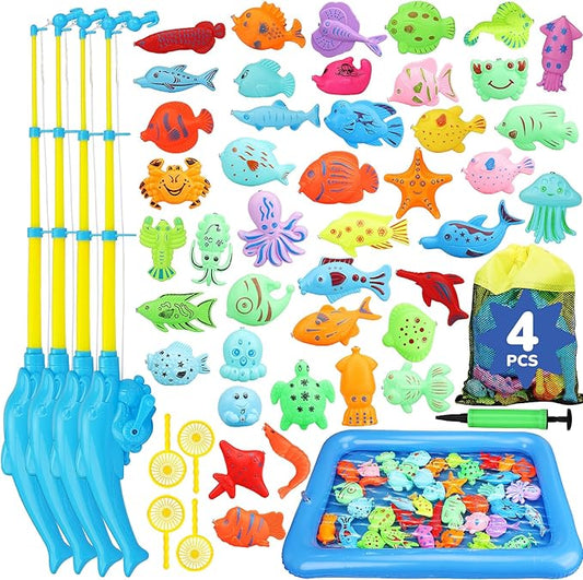 TOY Life Magnetic Fishing Game for Kids 3-5 with Toddler Fishing Poles, Magnetic Poles Game are Designed for Little Hands, Bath Toys for Kids Ages 4-8
