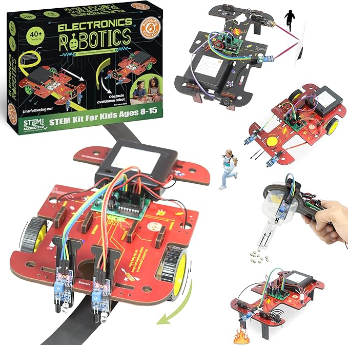 ButterflyEdufields 40in1 STEM Robotics Kits for Kids 8-12 Years | DIY Robots Projects for Kids with Electronics Board & Sensors | Best Educational Homeschooling Gift for 8 10 12 Years | 100+ Parts