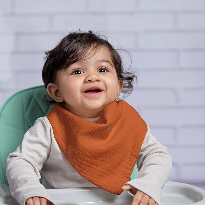 Muslin Baby bibs for drooling and teething, 100% cotton, Bibs for baby girl, Muslin bibs for boys (8 Pack)