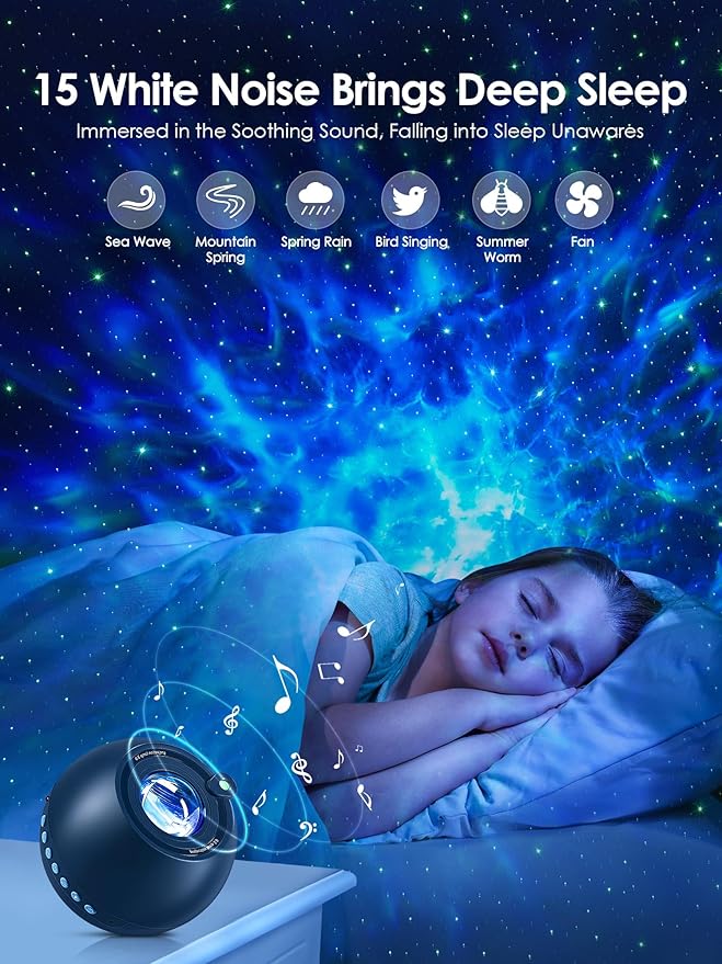 【Gift Package & Birthday Gift】 15 Colors/ 360 Lighting Modes /15 White Noise/Bluetooth Speaker Galaxy Projector Nebula Projector, Galaxy Lights for Bedroom, Gifts Room Decor for Teen Girls Boys
