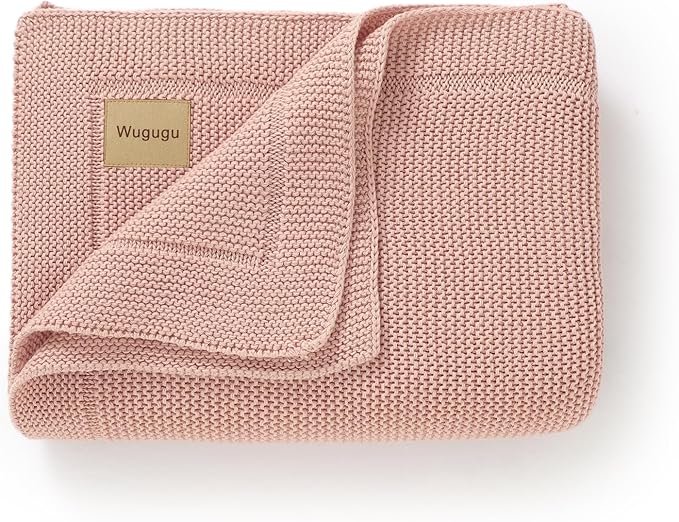 Baby Blanket 30 x 40 Inch Soft Knit for Boys & Girls Cotton Nursery Swaddling Blankets Toddler Knitted Crochet Receiving Crib