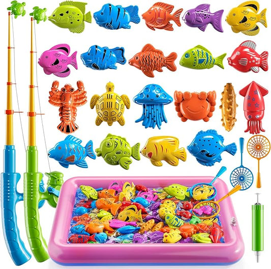 TEMI Fishing Toy for Kids 3-8 Years Old, Bath Toy for Child, Magnetic Fishing Pole for Toddlers, Summer Water Toys for Boys and Girls, Outdoor and Indoor Toys, Gifts for Birthday and Holidays