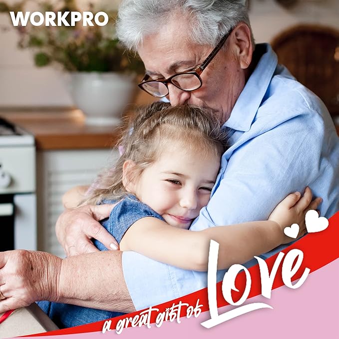 WORKPRO Pink Real Tool Set for Kids with 12 Inch Mini Steel Tool Box with Wheels, 10PCS Kids Real Tools with 2 Drawers Desk Metal Rolling Tool Chest, Children's Tool Kit for Home DIY- Pink Ribbon